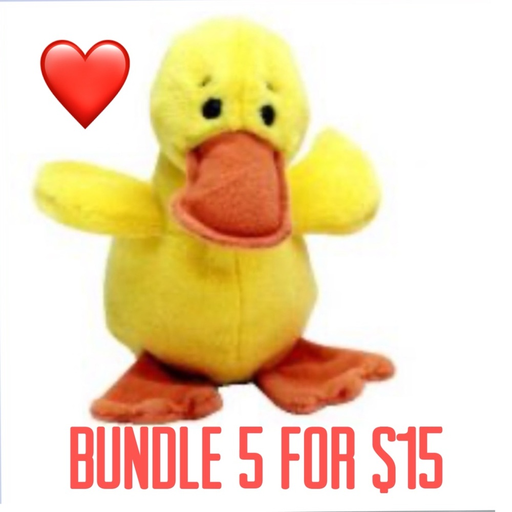 ❤️ Bundle 5 for $15❤️ 1994 Quackers the Duck Beanie Baby 🐣